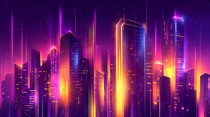 Obraz premium Futuristic Cityscape Illustration with Vibrant Colors