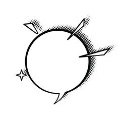 Line Art Speech Bubbles with Halftone Shadows for Creative Projects