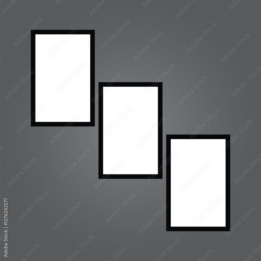 Poster realistic blank picture frame hanging on a wall. empty black picture frame mockup template isolated.