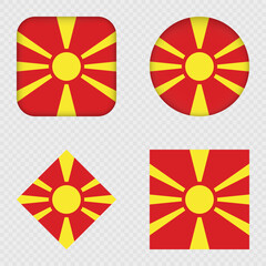 North Macedonia Flag Icons Pack. Vector illustration.
