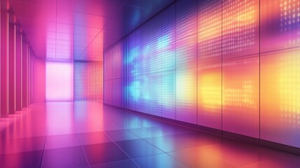 neon corridor digital art abstract background