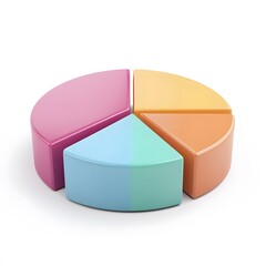 Creative colorful pie chart display modern office space infographic bright environment overhead view data visualization