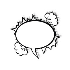 Layered Line Art Speech Bubbles with Halftone Shadows