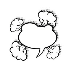 Layered Line Art Speech Bubbles with Halftone Shadows