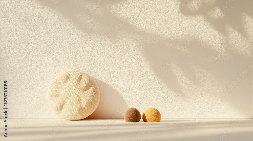 Poster stylish minimalist composition of soft textured objects on a light background