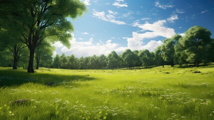 Naklejka premium lush trees and grass