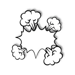 Layered Line Art Speech Bubbles with Halftone Shadows