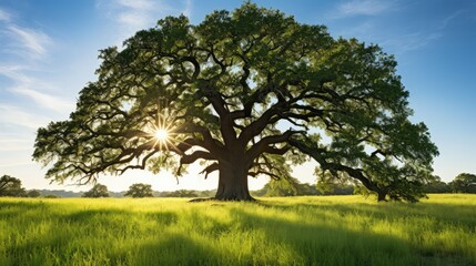 Obraz premium sky tree in field with sun