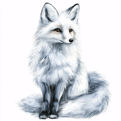 Obraz premium Arctic fox in a soft, artistic watercolor style.