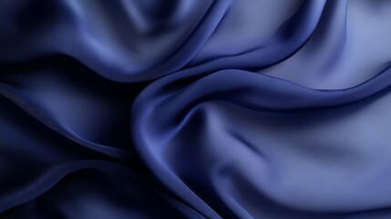 Fototapeta premium Elegant Dark Blue Satin Fabric Texture with Flowing Drapes