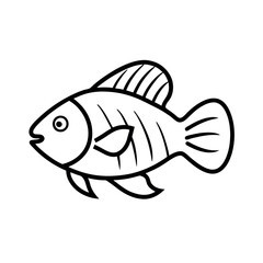 Flowerhorn Outline Vector for T-Shirt Designs