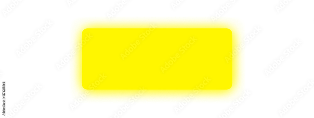 Poster Glowing neon light rectangle button. Rounded yellow neon shape on a transparent background. Neon shape for your design