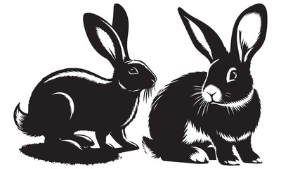 black and white rabbits