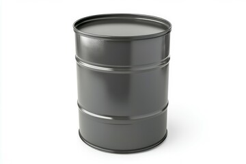Grey metal drum on clean background. Artificial Intelligence