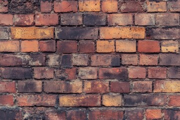 Obraz premium Weathered red brick wall close-up, texture detail. Artificial Intelligence