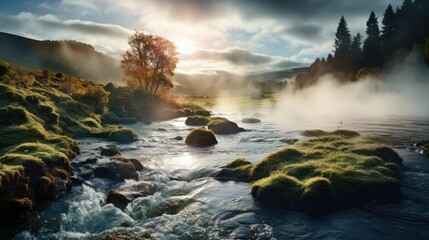 Obraz premium spring steaming water