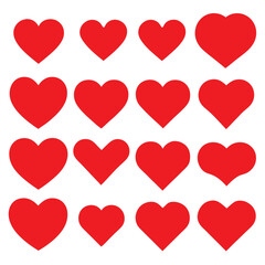 Romantic Abstract Love Hearts Symbols in Various Shapes for Valentine's Day.