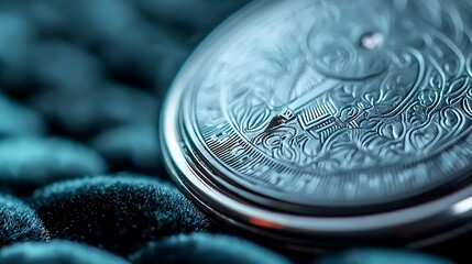 Close-up of an ornate pocket watch resting on a textured fabric background, showcasing intricate details