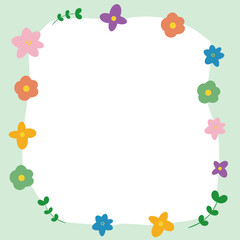 봄을 나타내는 꽃과 식물들로 액자를 표현하였습니다.