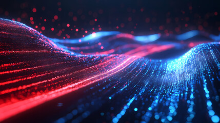 Abstract Waves and Dots in Red and Blue