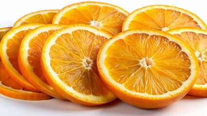 Juicy Orange Slices Isolated on White Background - Fresh Citrus Fruit Photography
