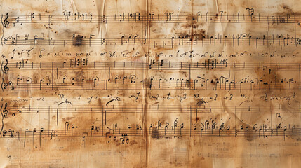 Fototapeta premium Artistic Sheet Music with Swirling Notes Design