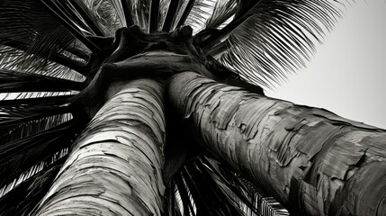 Fototapeta premium lines palm tree black white