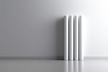 White cylinders minimalist room interior design