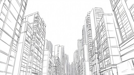 Fototapeta premium Close-Up Hand Drawn Urban City Buildings