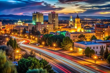 Fototapeta premium Long Exposure Santa Fe New Mexico Downtown Skyline at Night
