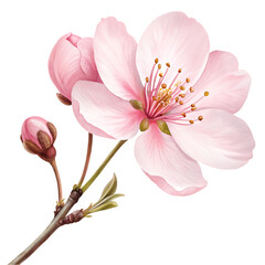 Naklejka premium Most beautiful cheery blossom flower illustration isolated on white background. Pink flower illustration on white