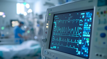 Fototapeta premium Hospital Operating Room Medical Equipment Monitoring Patient Vital Signs