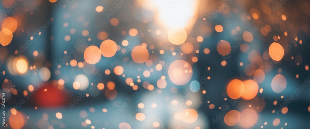 Wall mural soft bokeh background with warm orange and blue tones creating a dreamy and atmospheric effect ideal