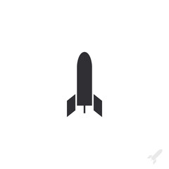 Rocket icon. War symbol. Military ammunition. Weapon. Game icon. Logo template. Game design. Ammunition icon. Cursor. Weapons pin. Fireworks. Pyrotechnics store. Ui elements. Explosives sign. Missile 