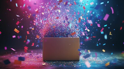 Colorful Confetti Exploding From Open Gift Box
