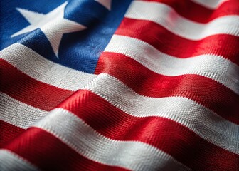 Macro Close-up of the Liberian Flag: Detailed Texture and Vibrant Colors