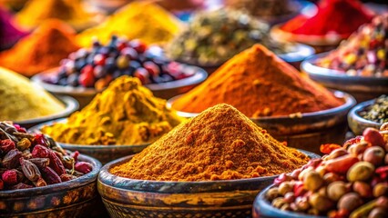 Fototapeta premium Macro Close-up of Vibrant Indian Curry Powder Spices