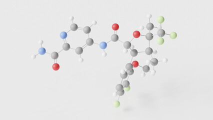 suzetrigine molecule 3d, molecular structure, ball and stick model, structural chemical formula analgesic