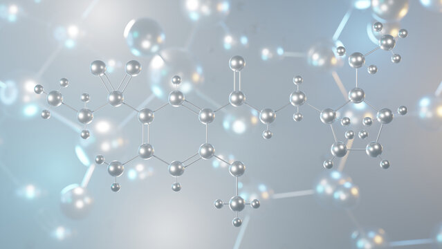 amisulpride molecular structure, 3d model molecule, antiemetic structural chemical formula view from a microscope
