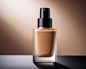 A sleek, black-capped bottle of liquid foundation makeup that is ideal for a beautiful complexion. Perfect for cosmetic and beauty purposes