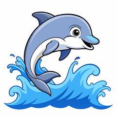 Fototapeta premium Cute Dolphin Icon: Fun and Friendly Sea Mammal Vector