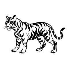 Obraz premium Majestic Tiger Silhouette Vector for Creative Designs