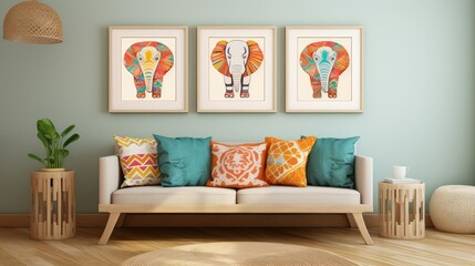 print wall art mockup boho