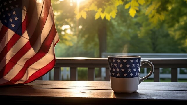 patriotism coffee and american flag