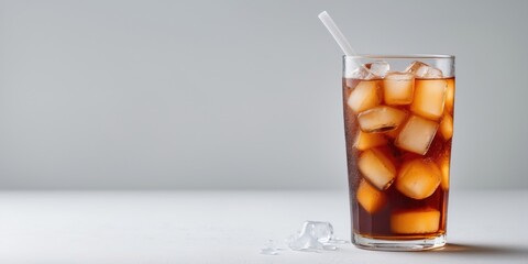 Refreshing Glass Of Iced Tea With Ice Cubes Isolated On White Background Perfect For Beverage Promotions Or Summer Themes