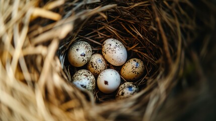 Obraz premium Cute egg in bird nest in Spring