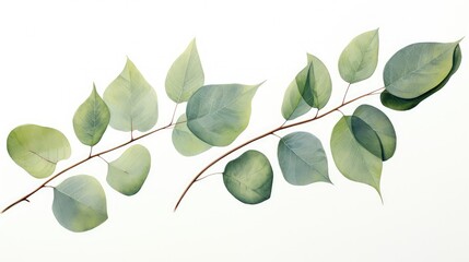 detailed eucalyptus leaves water color