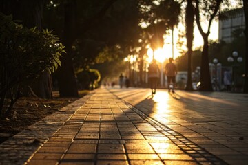 Obraz premium Sunset Walkway Serene Evening Stroll