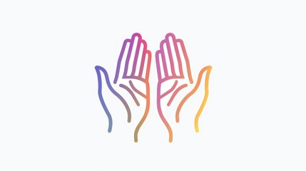 Fototapeta premium Two stylized hands raised in a gesture of offering or prayer, set against a simple gradient background