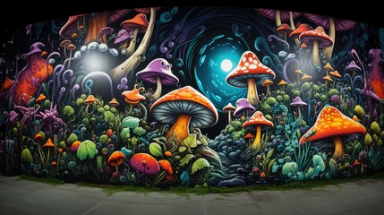 landscape graffiti art wall